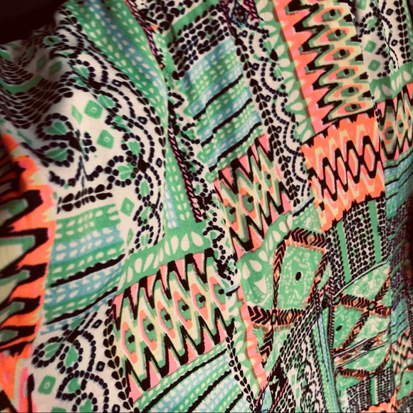 Vibrant pattern halter Jumpsuit Green Orange M - Picture 4 of 6